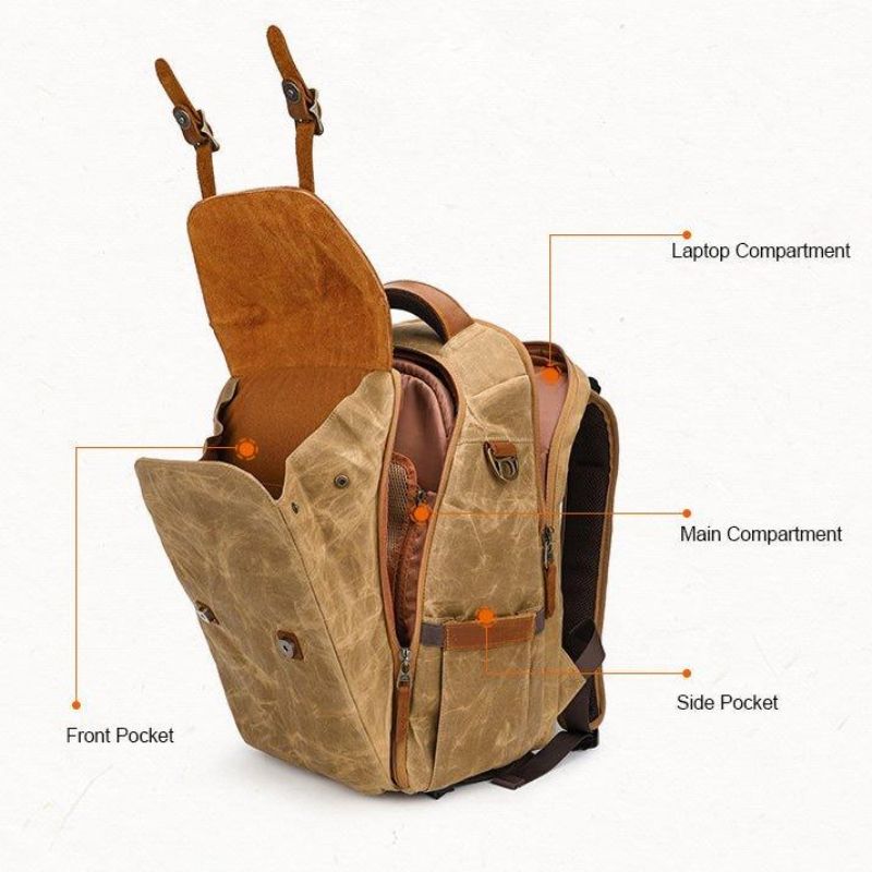 Sac À Dos Pour Appareil Photo Randonnée Vintage Avec Pochette Ordinateur Portable