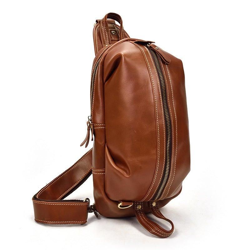 Sac À Dos Bandoulière Pour Hommes Cuir Véritable