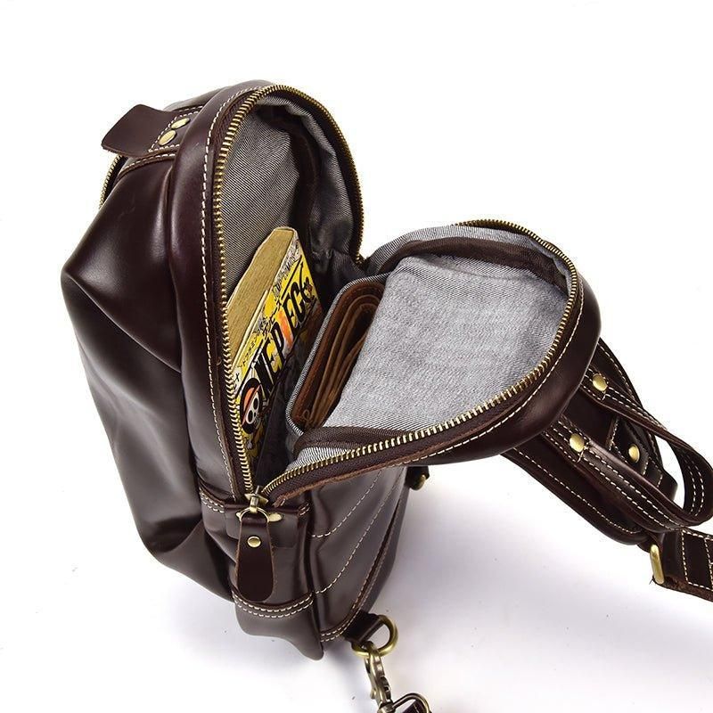 Sac À Dos Bandoulière Pour Hommes Cuir Véritable
