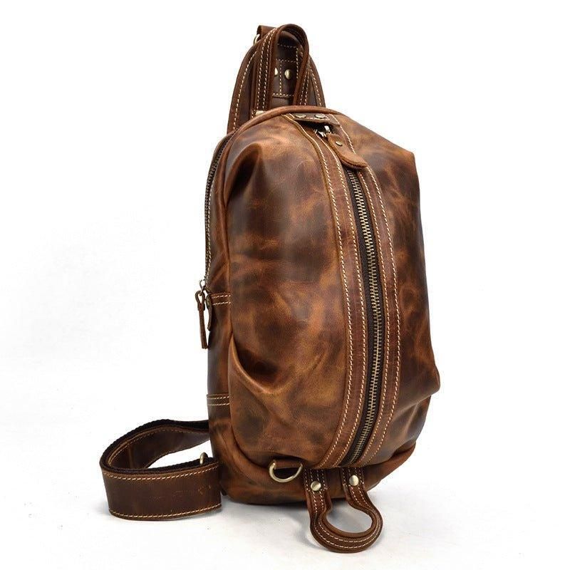 Sac À Dos Bandoulière Pour Hommes Cuir Véritable
