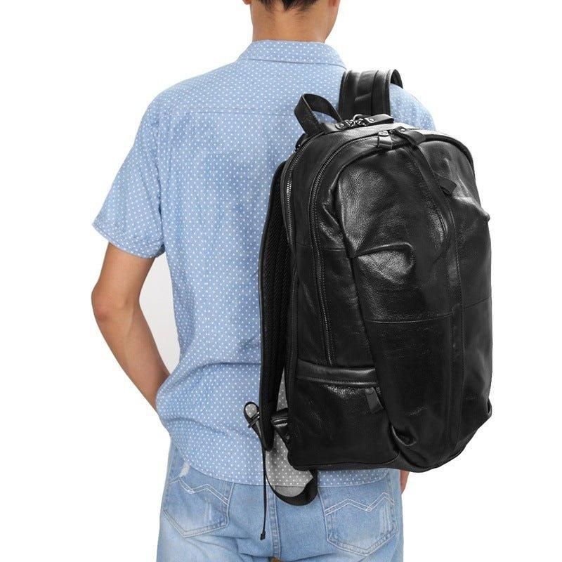 Sac À Dos Cuir Chèvre Noir Pour Homme