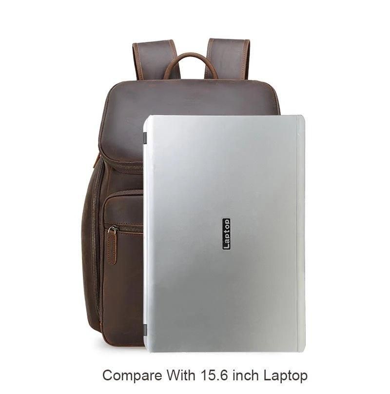 Sac À Dos Cuir Pour Hommes 15 Pouces Ordinateur Portable Business