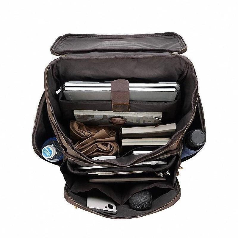 Sac À Dos Cuir Pour Hommes 15 Pouces Ordinateur Portable Business