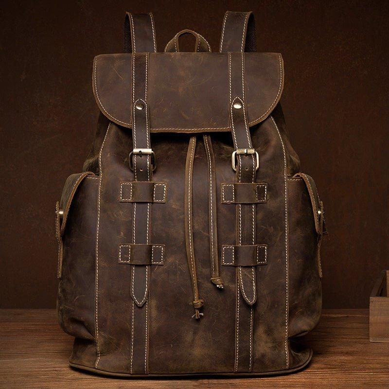 Sac À Dos Cuir Marron Pour Ordinateur Portable 17.3 Pouces