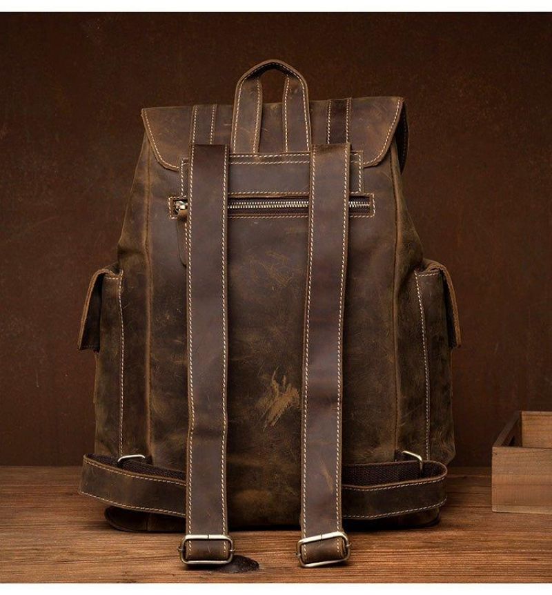 Sac À Dos Cuir Marron Pour Ordinateur Portable 17.3 Pouces