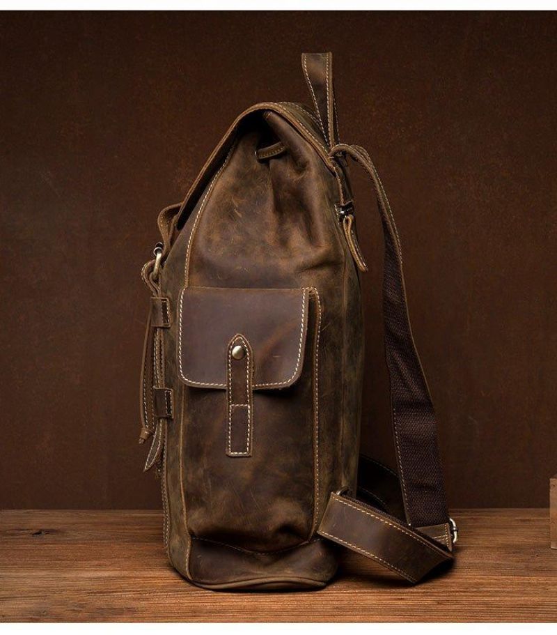Sac À Dos Cuir Marron Pour Ordinateur Portable 17.3 Pouces