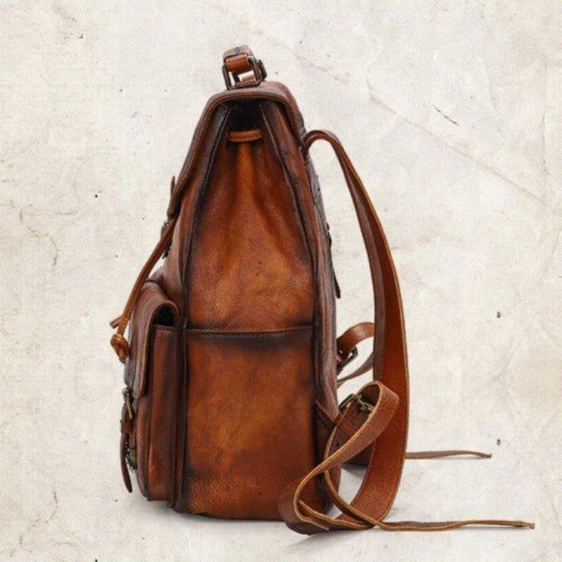 Sac À Dos Cuir Multi-poches Pour Femme