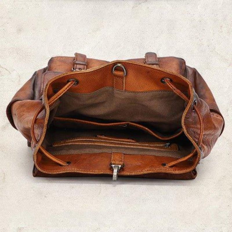 Sac À Dos Cuir Multi-poches Pour Femme