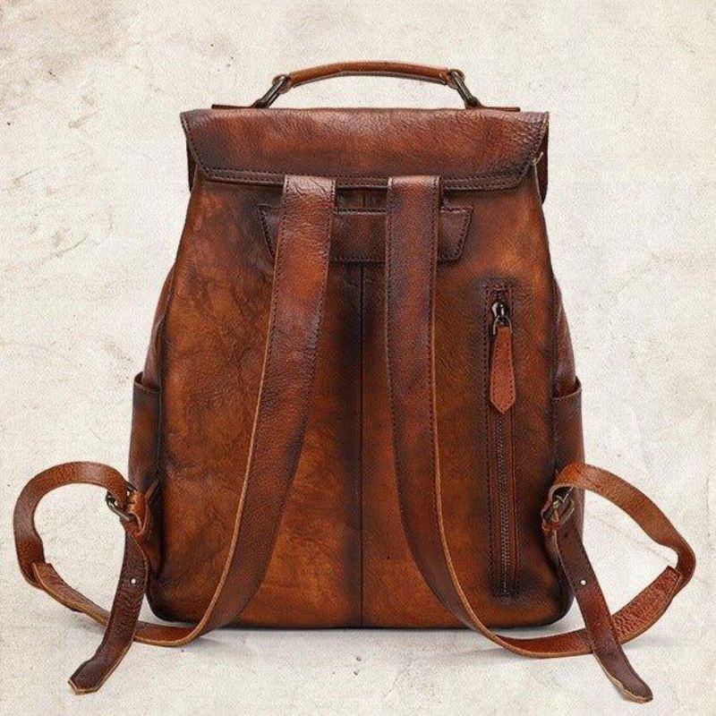 Sac À Dos Cuir Multi-poches Pour Femme