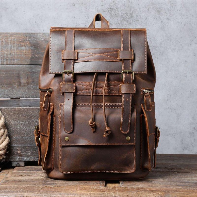 Sac À Dos Cuir Pour Ordinateur Portable Hommes
