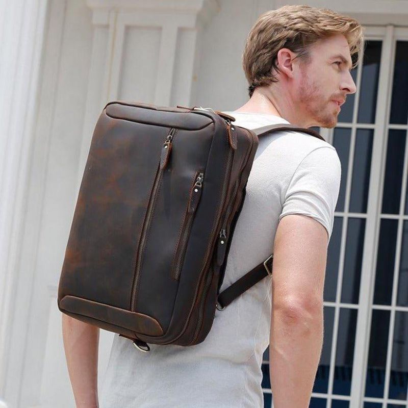Sac À Dos Cuir Porte-documents 17 Pouces