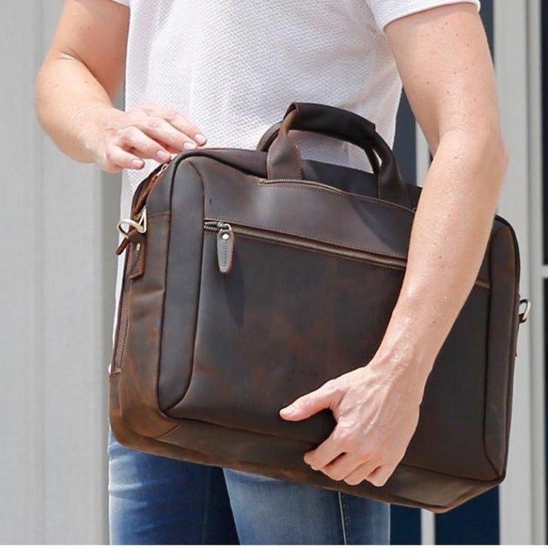 Sac À Dos Cuir Porte-documents 17 Pouces