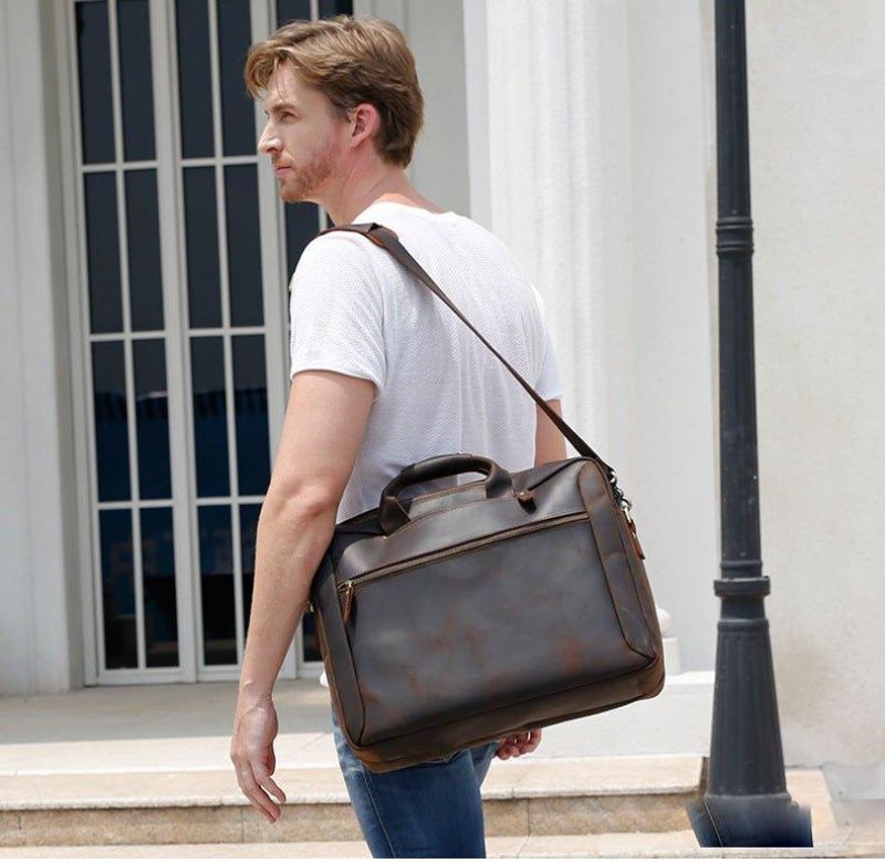 Sac À Dos Cuir Porte-documents 17 Pouces