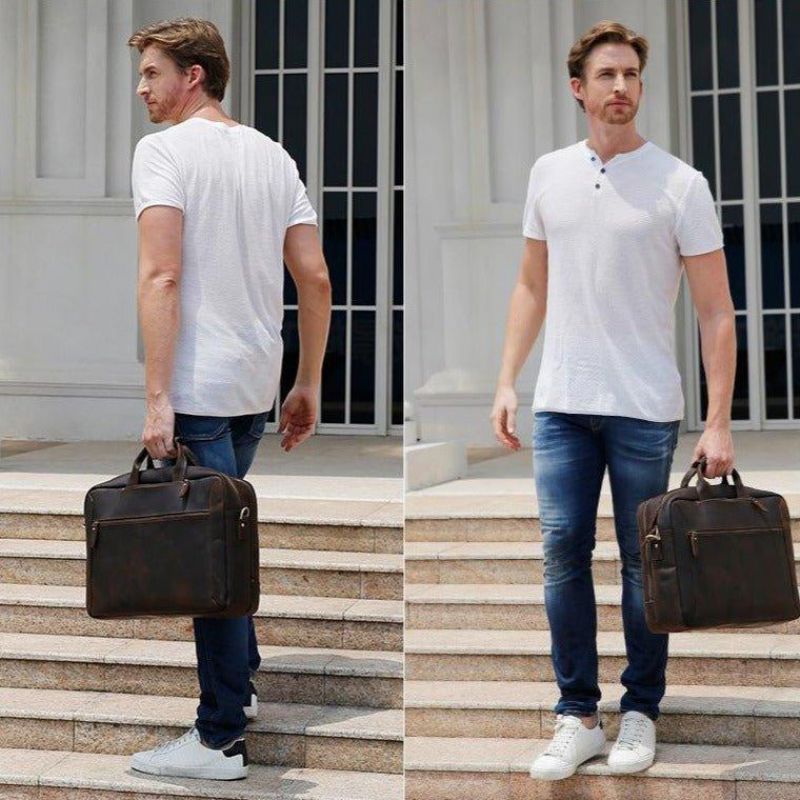 Sac À Dos Cuir Porte-documents 17 Pouces