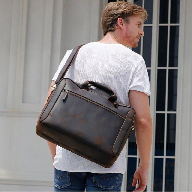 Sac À Dos Cuir Porte-documents 17 Pouces