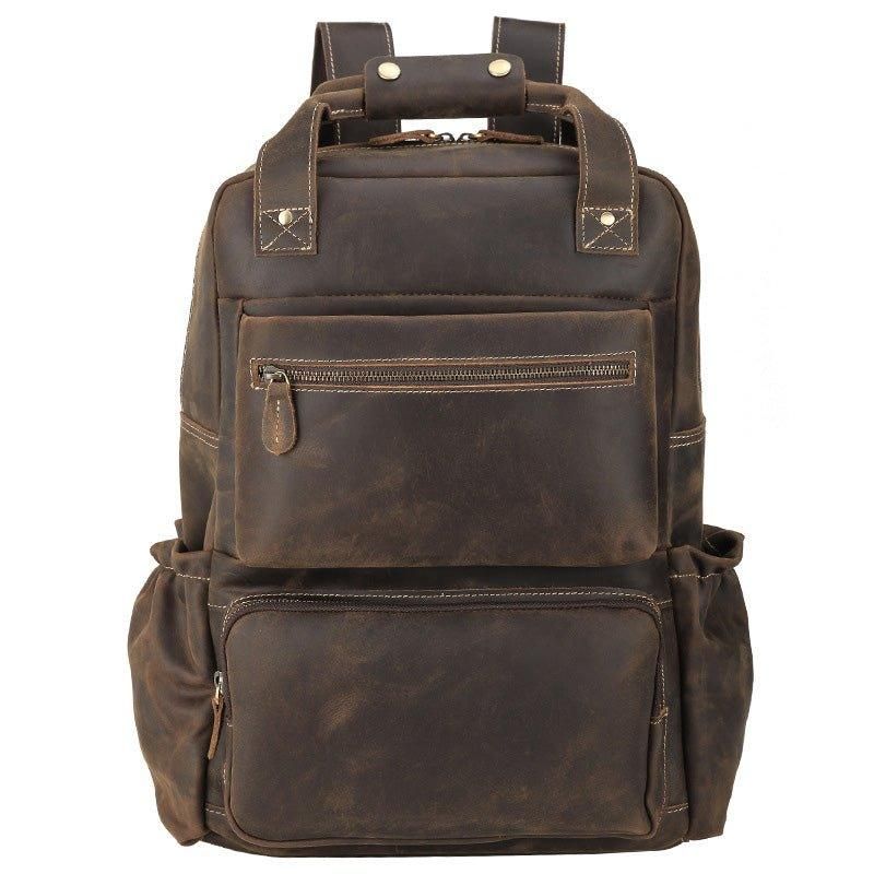 Sac À Dos Cuir Vintage Pour Hommes Avec Pochette Trolley