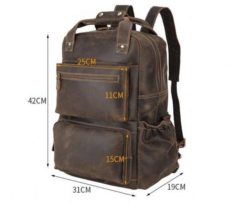 Sac À Dos Cuir Vintage Pour Hommes Avec Pochette Trolley