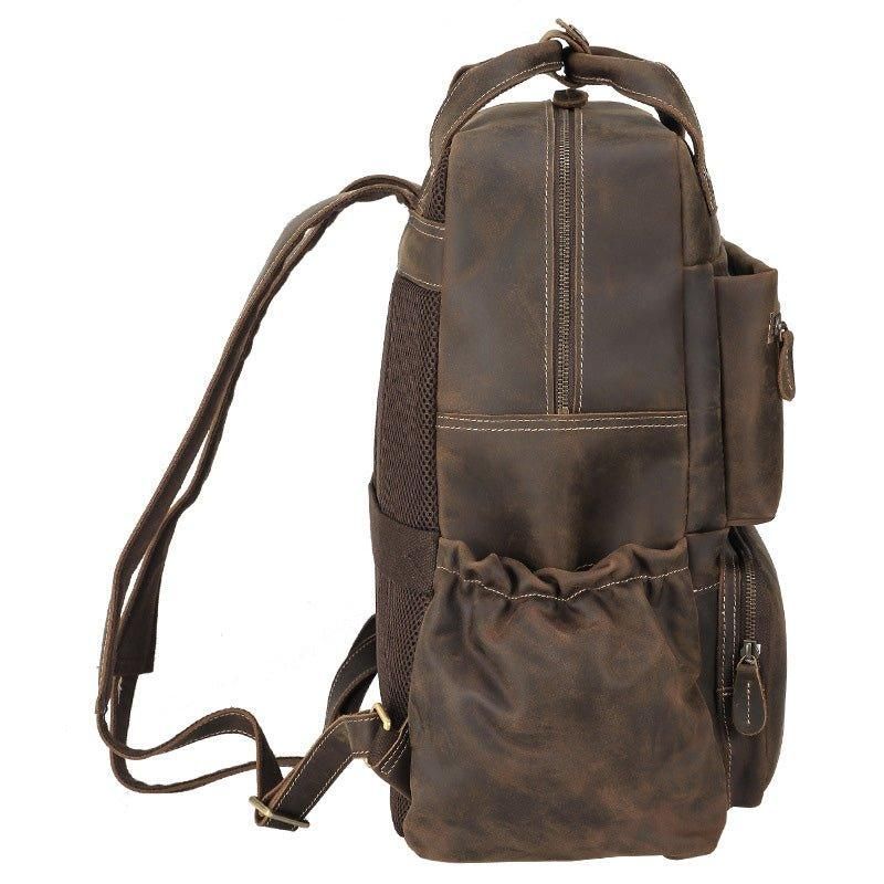Sac À Dos Cuir Vintage Pour Hommes Avec Pochette Trolley