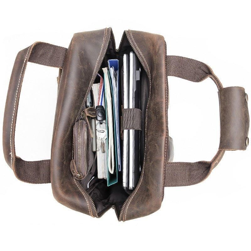Sac À Dos Cuir Vintage Pour Hommes Avec Pochette Trolley