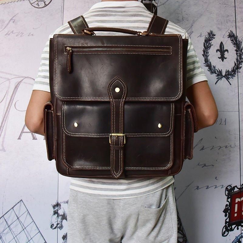 Sac À Dos Cuir Vintage Pour Hommes Le Travail