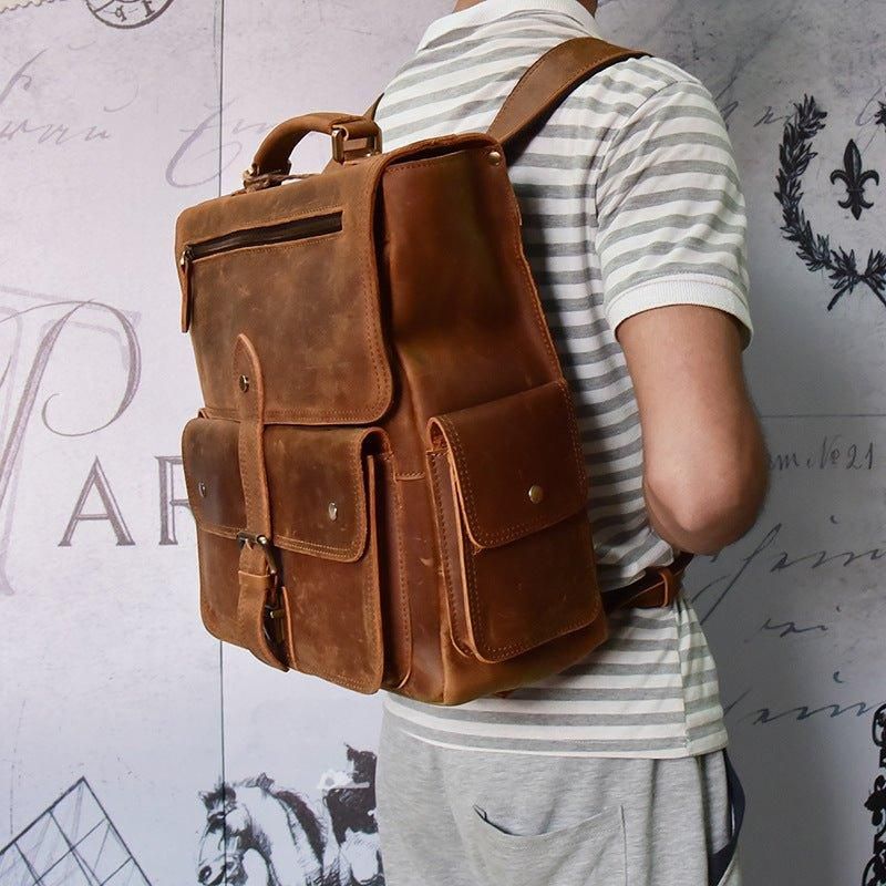 Sac À Dos Cuir Vintage Pour Hommes Le Travail