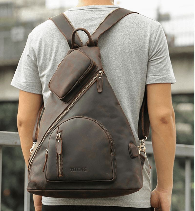 Sac À Dos Décontracté Cuir Avec Port Usb