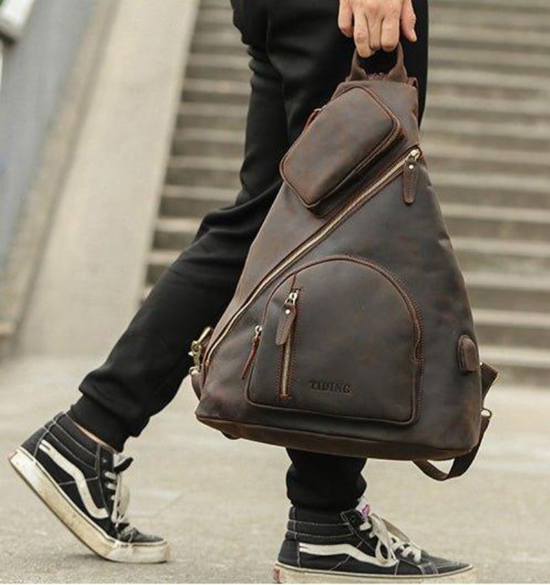 Sac À Dos Décontracté Cuir Avec Port Usb