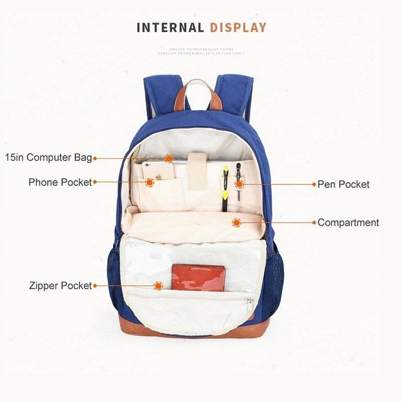 Sac À Dos Élégant Toile Pour Appareil Photo Femme Bleu