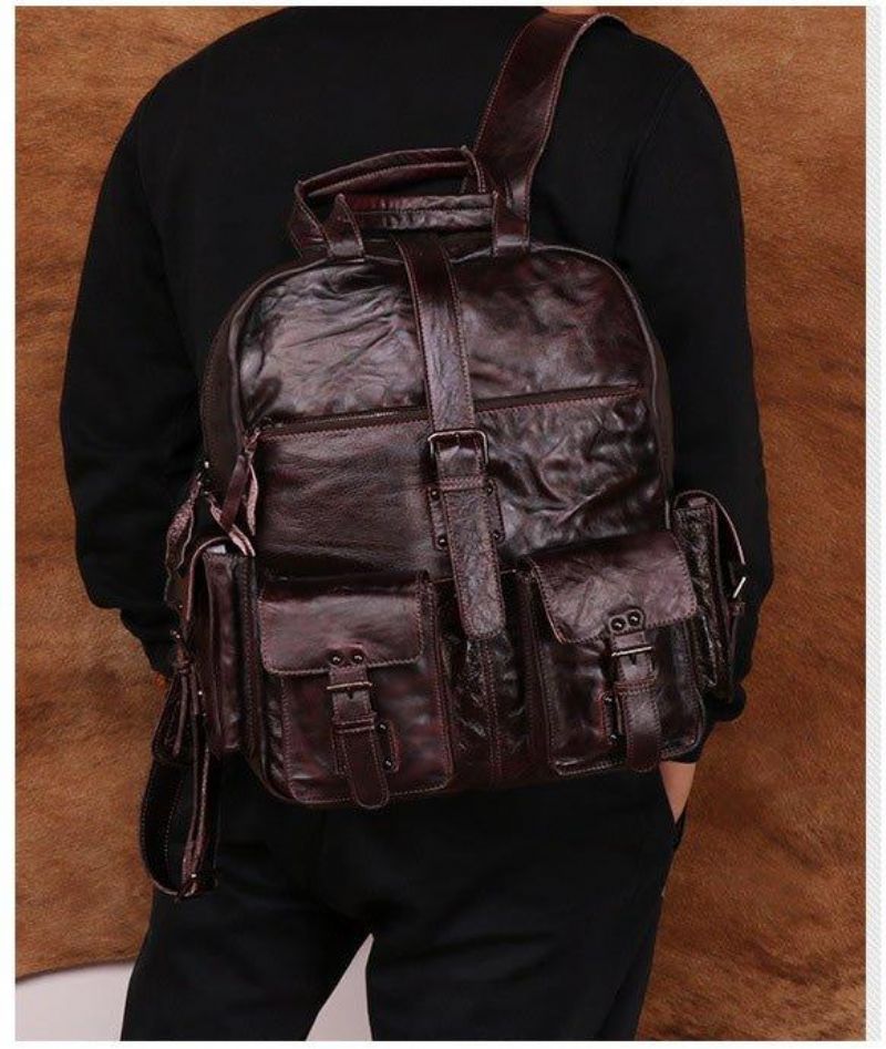 Sac À Dos Homme Vintage Cuir Voyage 15.6 Pouces