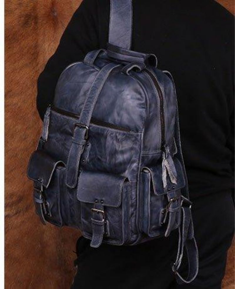 Sac À Dos Homme Vintage Cuir Voyage 15.6 Pouces