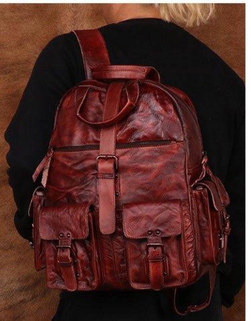 Sac À Dos Homme Vintage Cuir Voyage 15.6 Pouces