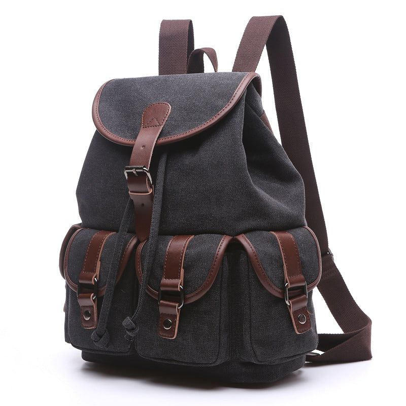 Sac À Dos Scolaire Toile Coton Avec Plusieurs Poches