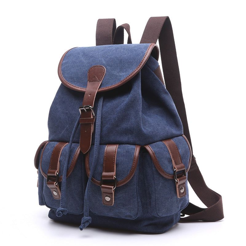 Sac À Dos Scolaire Toile Coton Avec Plusieurs Poches