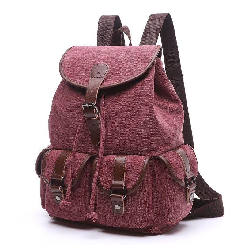 Sac À Dos Scolaire Toile Coton Avec Plusieurs Poches