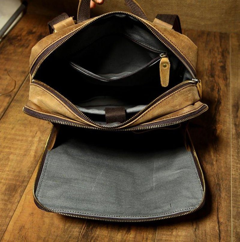 Sac À Dos Style Alligator Cuir Vintage Pour Ordinateur Portable