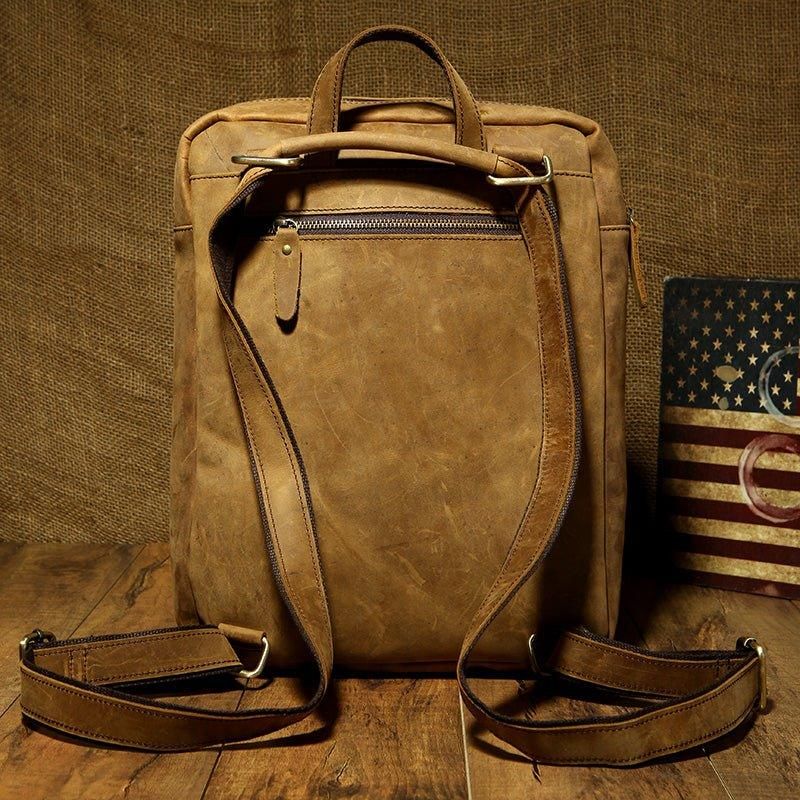 Sac À Dos Style Alligator Cuir Vintage Pour Ordinateur Portable
