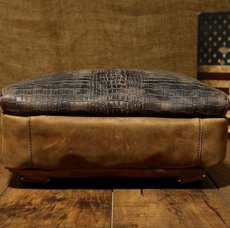 Sac À Dos Style Alligator Cuir Vintage Pour Ordinateur Portable