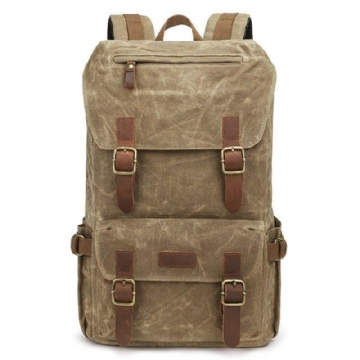 Sac À Dos Toile Cirée Vintage Pour Hommes Avec Pochette Ordinateur Portable