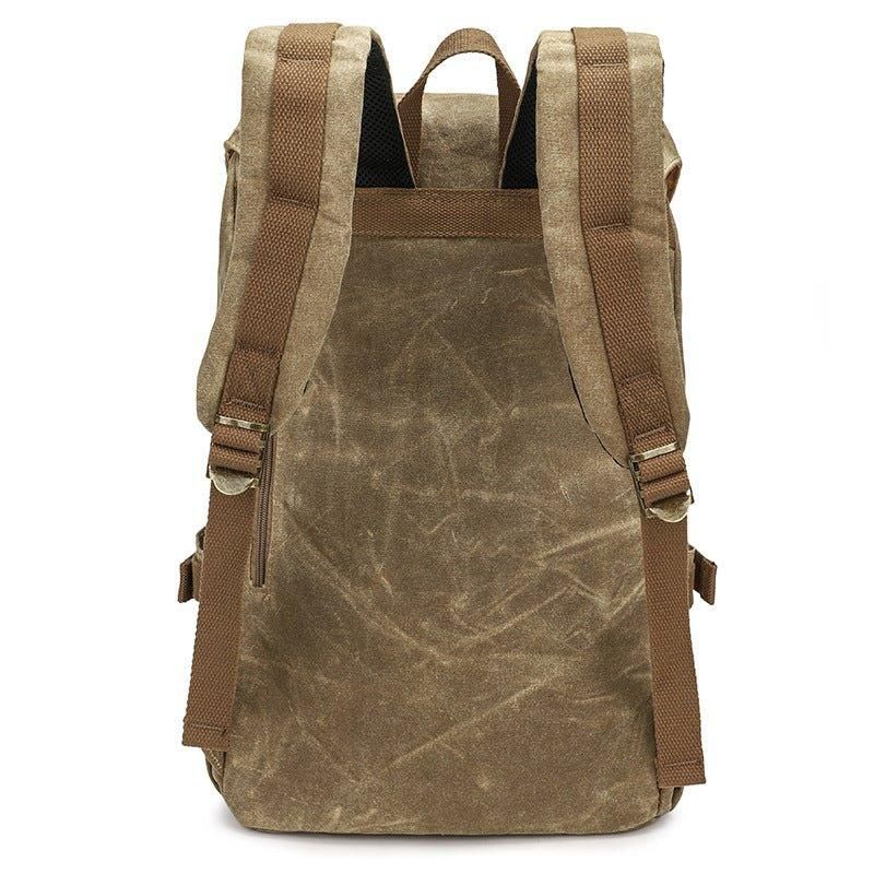 Sac À Dos Toile Cirée Vintage Pour Hommes Avec Pochette Ordinateur Portable