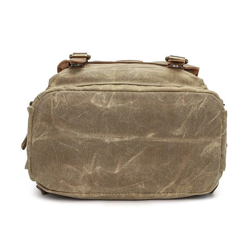 Sac À Dos Toile Cirée Vintage Pour Hommes Avec Pochette Ordinateur Portable