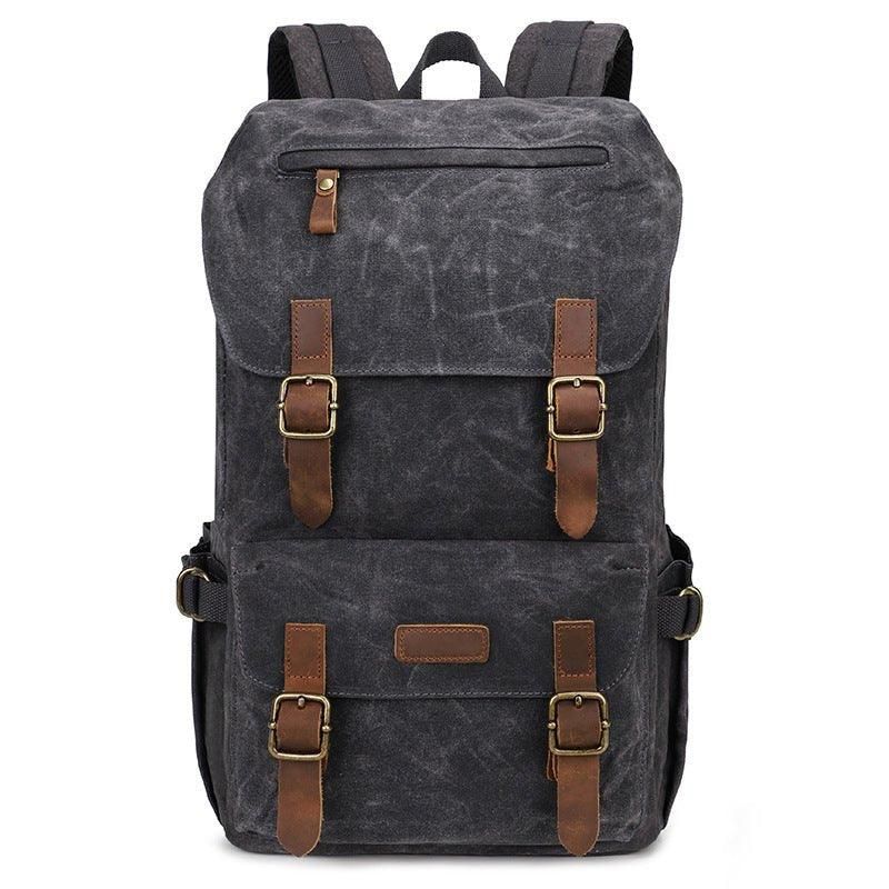 Sac À Dos Toile Cirée Vintage Pour Hommes Avec Pochette Ordinateur Portable