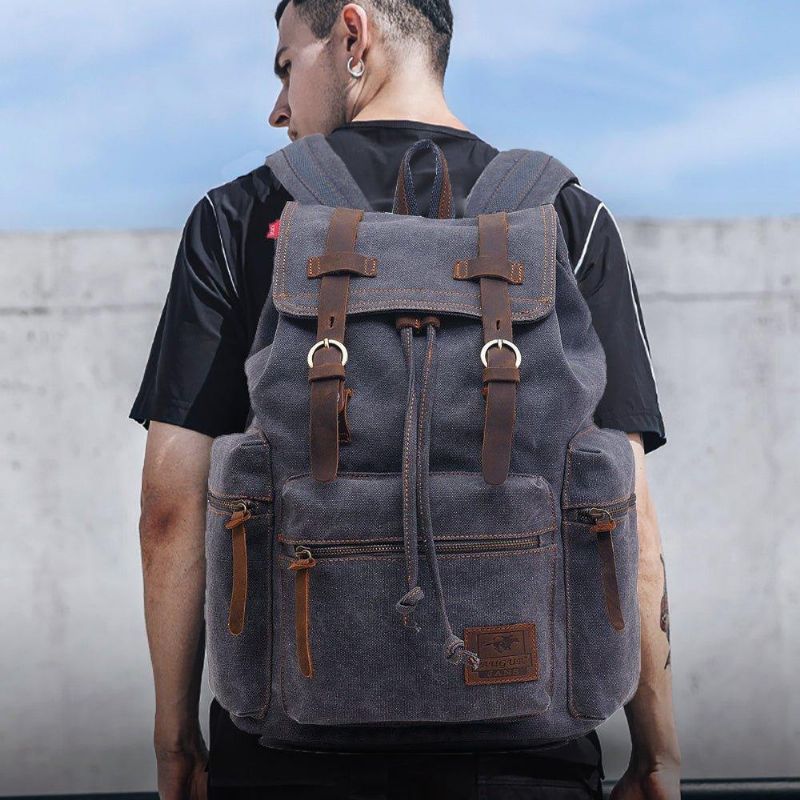 Sac À Dos Toile Vintage Pour Hommes 21l