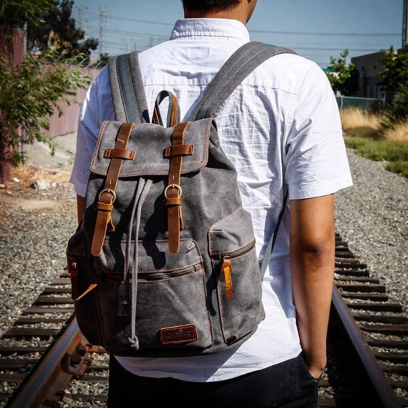 Sac À Dos Toile Vintage Pour Hommes 21l