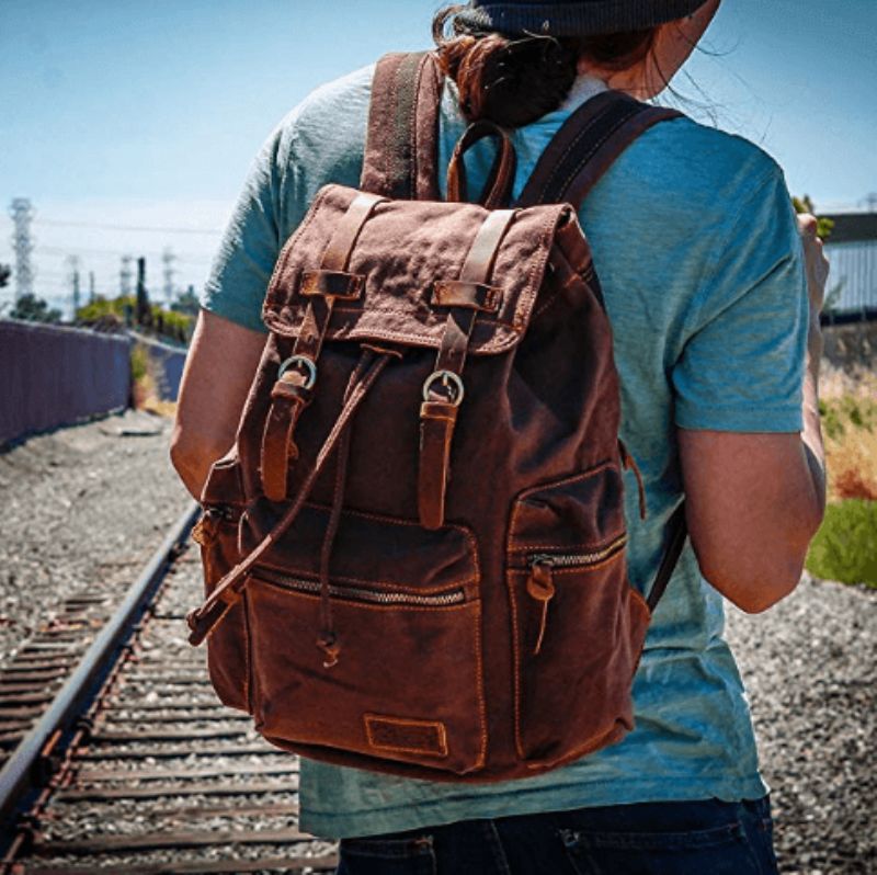 Sac À Dos Toile Vintage Pour Hommes 21l