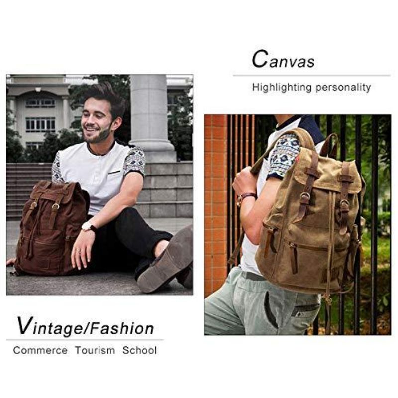 Sac À Dos Toile Vintage Pour Hommes 21l