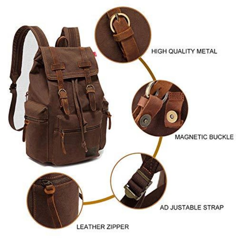 Sac À Dos Toile Vintage Pour Hommes 21l