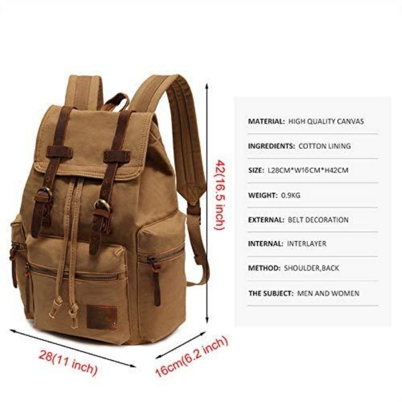 Sac À Dos Toile Vintage Pour Hommes 21l