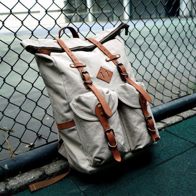 Sac À Dos Toile Vintage Pour Hommes Cuir
