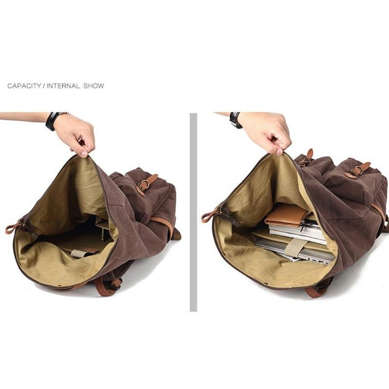 Sac À Dos Toile Vintage Pour Hommes Cuir