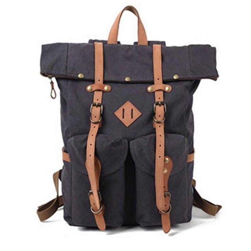 Sac À Dos Toile Vintage Pour Hommes Cuir